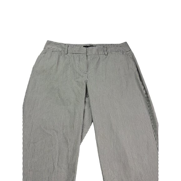 Talbots Petites Curvy Fit Grey White Striped Cropped Pants Size 4P - Picture 2 of 7